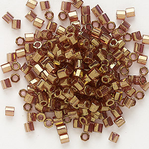 Seed bead, Delica&reg;, glass, translucent gold luster light topaz, (DBLC0115), #8 cut. Sold per 50-gram pkg.