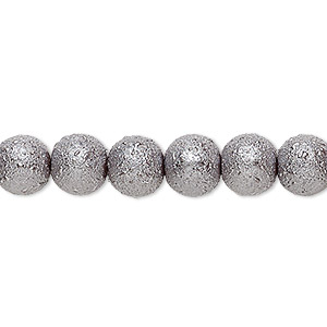 Bead, Celestial Crystal® and MoonScape™, glass pearl, pewter, 8mm ...