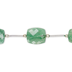 Bead, green aventurine (natural), 12x10mm-14x10mm hand-cut faceted rectangle, B grade, Mohs hardness 7. Sold per pkg of 5 beads.