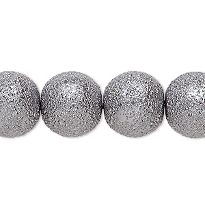 Bead, glass, opaque pewter, 14mm textured round. Sold per 15-1/2