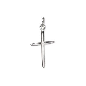Drop, sterling silver, 18x13mm smooth cross. Sold individually.