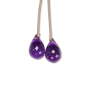 Bead, amethyst (natural), 12x8mm-13x9mm hand-cut faceted teardrop, B grade, Mohs hardness 7. Sold per pkg of 2 beads.