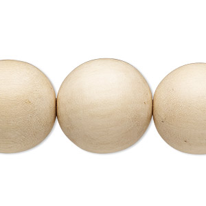 Bead, Taiwanese cheesewood (waxed), natural, 19-20mm round. Sold per 15-1/2&quot; to 16&quot; strand.