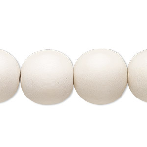 Bead, Taiwanese cheesewood (dyed / waxed), white, 15-16mm round. Sold per 15-1/2&quot; to 16&quot; strand.
