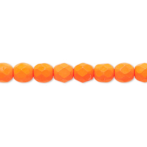 Bright Orange AB 50 6mm Round Faceted Fire Polish Czech Glass Beads 