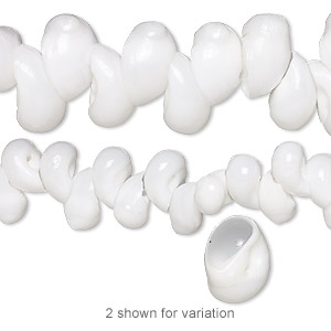 Bead, nassa white shell (bleached), 9x6mm-12x5mm shell, Mohs hardness  3-1/2. Sold per 56-inch strand. - Fire Mountain Gems and Beads