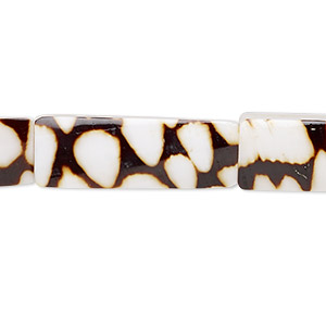 Bead, laminated marble cone shell (assembled), 27x10mm double-sided rectangle, Mohs hardness 3-1/2. Sold per pkg of 5.