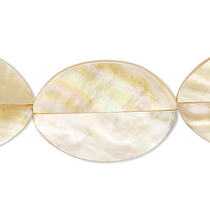 Bead, laminated gold lip shell (assembled), 30x21mm-32x24mm double-sided oval, Mohs hardness 3-1/2. Sold per pkg of 5.