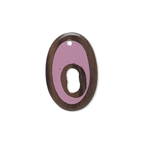 Drop, resin and wood (assembled), lavender, 24x16mm double-sided oval with 7x3.5mm hole. Sold individually.