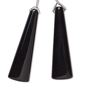 Bead, black onyx (dyed), 40x40x12mm hand-cut top-drilled triangle, B grade, Mohs hardness 6-1/2 to 7. Sold per pkg of 2 beads.
