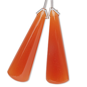 Bead, carnelian (dyed / heated), 40x40x12mm hand-cut top-drilled triangle, B grade, Mohs hardness 6-1/2 to 7. Sold per pkg of 2 beads.