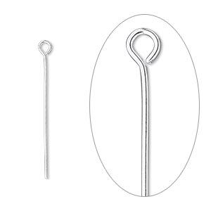 Eye pin, sterling silver-filled, 1-1/8 inches, 22 gauge. Sold per pkg of 100.