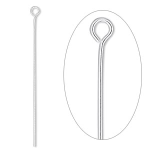 Eye pin, sterling silver-filled, 1-5/8 inches, 22 gauge. Sold per pkg of 100.