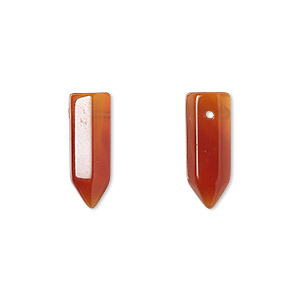 Bead, red agate (dyed / heated), 16x5mm-19x6mm hand-cut top-drilled point, B grade, Mohs hardness 6-1/2 to 7. Sold per pkg of 2.