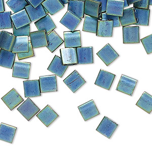 Bead, Miyuki, TILA&reg;, glass, metallic matte iris blue, (TL2064), 5mm square with (2) 0.8mm holes, fits up to 3mm beads. Sold per 10-gram pkg.