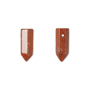 Bead, red jasper (natural), 16x5mm-19x6mm hand-cut top-drilled point with 0.5-1.5mm hole, B grade, Mohs hardness 6-1/2 to 7. Sold per pkg of 2.