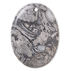 Focal, silver crazy lace agate (natural), 40x30mm puffed oval, B grade, Mohs hardness 6-1/2 to 7. Sold individually.