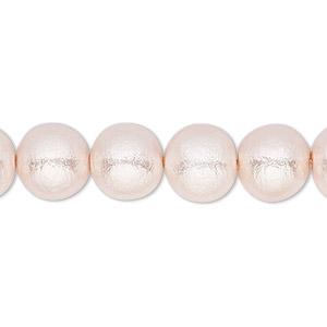 Bead, lacquered cotton pearl, soft pink, 10mm round. Sold per pkg of 10.