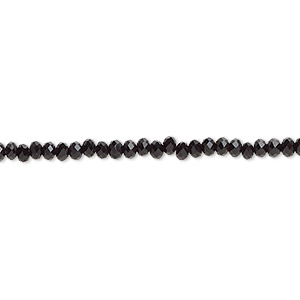 Bead, Celestial Crystal&reg;, 48-facet, black, 2.5x2mm faceted rondelle. Sold per 8-inch strand, approximately 100 beads.
