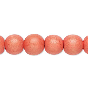 Bead, Taiwanese cheesewood (dyed / waxed), orange, 9-10mm round. Sold per pkg of (2) 15-1/2&quot; to 16&quot; strands.