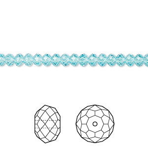 Bead, Crystal Passions&reg;, light turquoise, 4x3mm faceted rondelle (5040). Sold per pkg of 144 (1 gross).