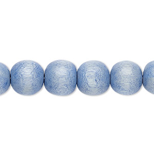 Bead, Taiwanese cheesewood (dyed / waxed), light blue, 9-10mm round. Sold per pkg of (2) 15-1/2&quot; to 16&quot; strands.