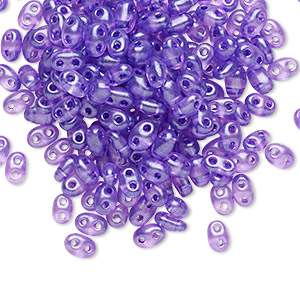 Seed bead, Preciosa Twin™, Czech glass, transparent lilac terra pearl ...