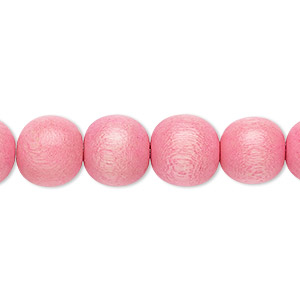 Bead, Taiwanese cheesewood (dyed / waxed), light pink, 9-10mm round. Sold per pkg of (2) 15-1/2&quot; to 16&quot; strands.