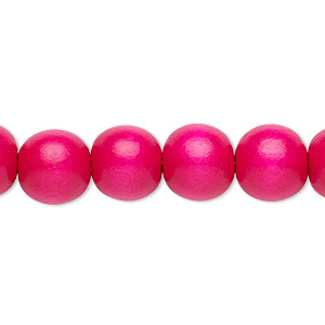Bead, Taiwanese cheesewood (dyed / waxed), dark pink, 9-10mm round. Sold per pkg of (2) 15-1/2&quot; to 16&quot; strands.
