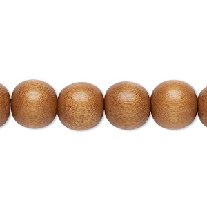 Bead, Taiwanese cheesewood (dyed / waxed), light brown, 9-10mm round. Sold per pkg of (2) 15-1/2&quot; to 16&quot; strands.
