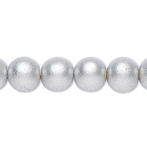 Bead, painted Taiwanese cheesewood (coated), metallic silver, 9-10mm round. Sold per pkg of (2) 15-1/2&quot; to 16&quot; strands.