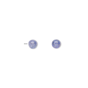 Bead, tanzanite (heated), 4mm half-drilled round, B grade, Mohs hardness 6 to 7. Sold per pkg of 2.