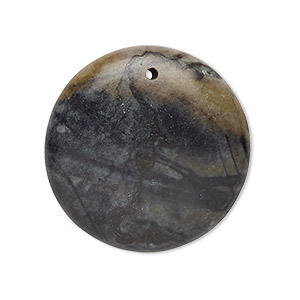 Focal, Picasso &quot;jasper&quot; (onyx marble) (natural), 30mm puffed flat round, B grade, Mohs hardness 3. Sold per pkg of 2.