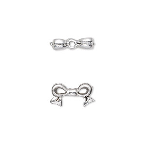 Bead, silver-plated pewter (tin-based alloy), 13x7mm bow, fits 6mm cube bead. Sold per pkg of 4.