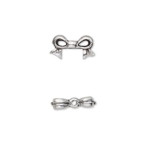 Bead, antique silver-plated pewter (tin-based alloy), 13x7mm bow, fits 6mm cube bead. Sold per pkg of 4.