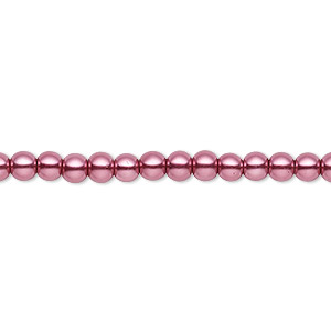 Bead, Celestial Crystal&reg;, crystal pearl, dusty rose, 3-4mm round. Sold per pkg of (2) 15-1/2&quot; to 16&quot; strands, approximately 200 beads.