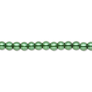 Bead, Celestial Crystal&reg;, crystal pearl, forest green, 3-4mm round. Sold per pkg of (2) 15-1/2&quot; to 16&quot; strands, approximately 200 beads.