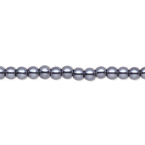 Bead, Celestial Crystal&reg;, crystal pearl, gunmetal, 3-4mm round. Sold per pkg of (2) 15-1/2&quot; to 16&quot; strands, approximately 200 beads.