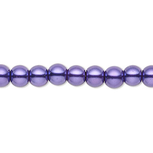 Bead, Celestial Crystal&reg;, crystal pearl, deep purple, 5-6mm round. Sold per pkg of (2) 15-1/2&quot; to 16&quot; strands, approximately 130 beads.