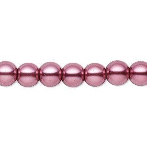 Bead, Celestial Crystal&reg;, crystal pearl, dusty rose, 7-8mm round. Sold per pkg of (2) 15-1/2&quot; to 16&quot; strands, approximately 100 beads.