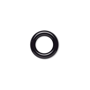 Component, black onyx (dyed), 14mm ring with 8mm hole, B grade, Mohs hardness 6-1/2 to 7. Sold per pkg of 2.