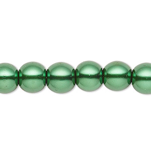 Bead, Celestial Crystal&reg;, crystal pearl, forest green, 7-8mm round. Sold per pkg of (2) 15-1/2&quot; to 16&quot; strands, approximately 100 beads.
