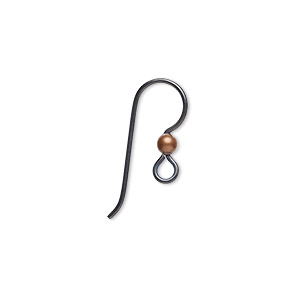 Ear wire, TierraCast&reg;, anodized niobium and antiqued copper, 15.5mm fishhook with 3mm ball and open loop, 20 gauge. Sold per pair.