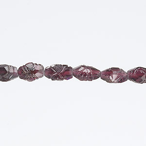 Bead, almandite garnet (natural), 5x4mm-9x6mm hand-cut carved puffed oval, C grade, Mohs hardness 7 to 7-1/2. Sold per 14-inch strand.