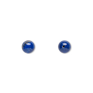 Bead, lapis lazuli (natural), 6mm half-drilled round, B grade, Mohs hardness 5 to 6. Sold per pkg of 2.