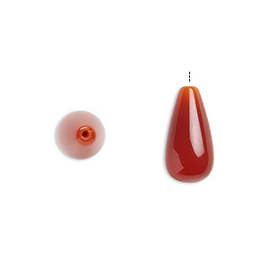Bead, carnelian (dyed / heated), 15x8mm half-drilled teardrop, B grade, Mohs hardness 6-1/2 to 7. Sold per pkg of 2.