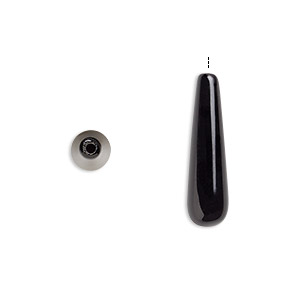 Bead, black onyx (dyed), 22x6mm half-drilled teardrop, B grade, Mohs hardness 6-1/2 to 7. Sold per pkg of 2.
