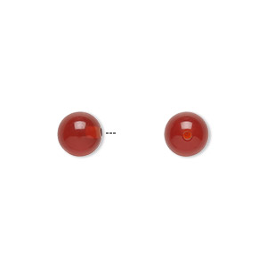 Bead, carnelian (dyed / heated), orange-red 6mm half-drilled round, B grade, Mohs hardness 6-1/2 to 7. Sold per pkg of 2.