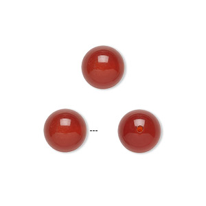 Bead, carnelian (dyed / heated), orange-red, 8mm half-drilled round, B grade, Mohs hardness 6-1/2 to 7. Sold per pkg of 2.