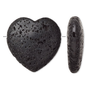 Focal, lava rock (waxed), 31x30mm hand-cut heart, B grade, Mohs hardness 3 to 3-1/2. Sold individually.
